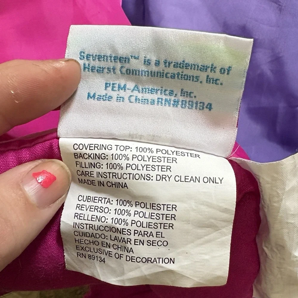 Y2K Millennial Seventeen Bed Comforter Pink Purple Blue Green Striped ~84x84 EUC